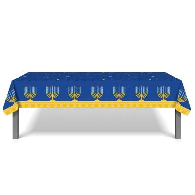 China Custom Disposable Hanukkah Tablecloth 130x220cm PE Party Decoration Supplier Ornament OEM for sale