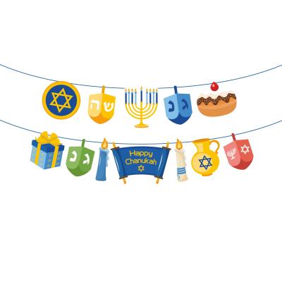 China BA166 12pcs Banner BA166 12pcs Hanukkah Happy Hanukkah Party Happy Card Banner Jewish Hanukkah Party Decoration Banner for sale