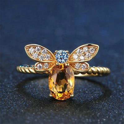 China Environmental Friendly Milledition Customized Gemstone Dragonfly Shaped Ring Adjustable Jewelry for sale