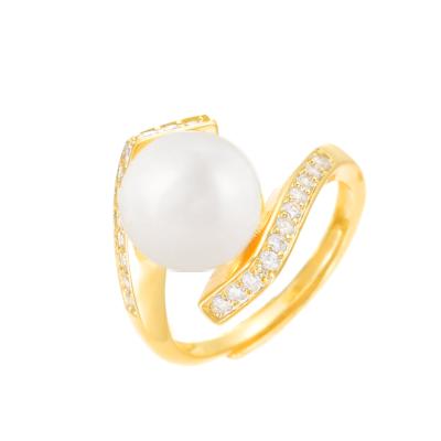 China Environmental Friendly Gold Bead Ring Jewelry Women Set DIY Finger Beads Flower Rings White Pearl Ring for sale