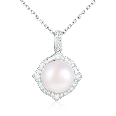 China Environmental Friendly Freshwater Cultured White Pearl Pendant In Round 18K Gold Plated Button Shape 11-12mm Jewelry Gifts for sale