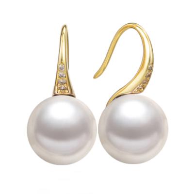 China 925 Sterling Silver Pearl Environmental Friendly Stud Earrings For Women CZ Diamond Pearl Shell Earrings And Pearl Jewelry Set Gift for sale