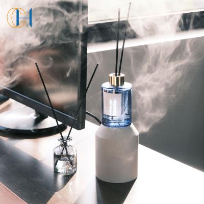 China Viable Aroma Air Freshener Perfume Home Fragrance Private Label Cylinder 200ml Wholesale Oil Room Crystal Glass Reed Diffuser for sale