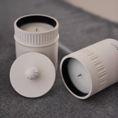 China Birthdays Luxury Home Fragrance Concrete Candle Jar With Cement Lid Cement Container For Scented Candle for sale