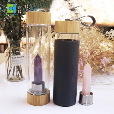 China Sustainable Eco-Friendly Crystal Water Bottle Crystal Plastic Water Bottle Healing Crystal Water Bottle for sale