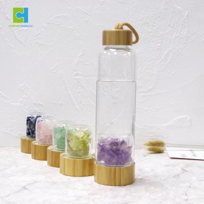 China Crystal Water Glass Bottle Natural viable Crystal Gemstone Water Bottle Healing 20 ounce Crystal Water Bottle for sale