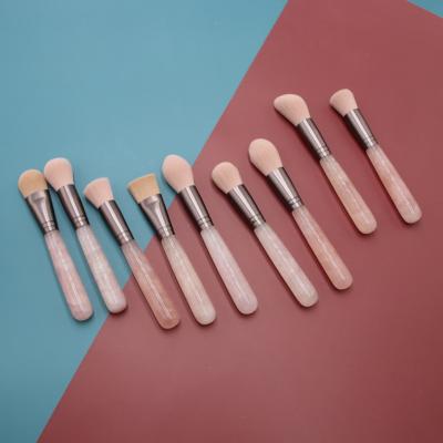 China Face Customize Professional Private Label Nature Rose Quartz Crystal Makeup Brush Set for sale