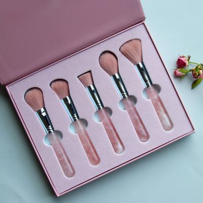 China Professional Face Natural Healing Private Label Energy Crystal Holder Goat Hair Makeup Brush for sale