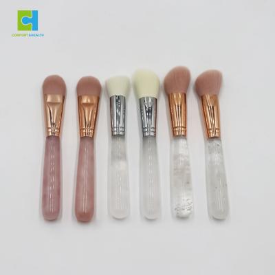 China Wholesale Rose Quartz Crystal Handle Makeup Face Private Label Brush Set for sale