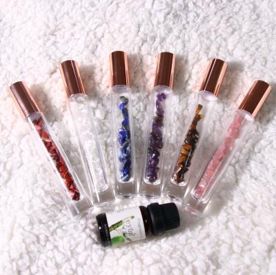 China Modern Luxury Natural Healing Gemstone Quartz Point Essential Oil Roller Bottles for sale