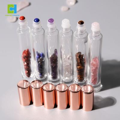 China Luxury Modern High Quality Natural Gemstones Essential Oil Roller Glass Bottle Eco - Friendly for sale