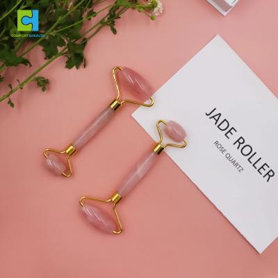 China Hot Sales Face Lift Skin Care Gua Sha Tools Set Custom Made Rose Quartz Face Jade Roller Massager Box 100% Natural Facial Roller for sale