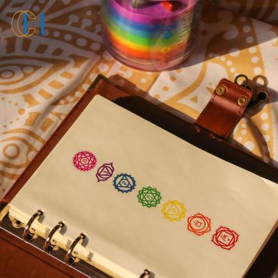 China Eco-Friendly Paper Personalized Seven-Chakra Quartz Travel Leather Loose-leaf Crystal Notebook for sale