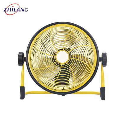 China Yellow DC Rechargeable Motor Outdoor Floor Rechargeable Battery Use Fan for sale