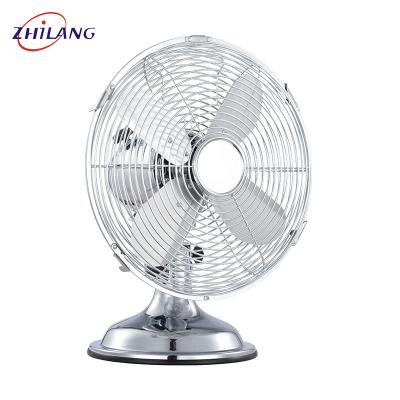 China Retro Retro Hotel 10Inch 45W Classic Metal Chrome Portable Personal Table Fans for sale