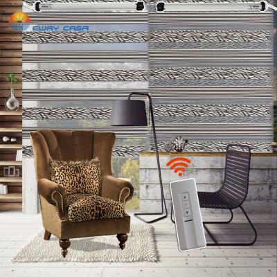 China Minimalist EWAY HOME Motorized Jacquard Zebra Shade Strip Automatic Zebra Blinds Electric Roller Blinds No.MR_ZB_HL NEW for sale