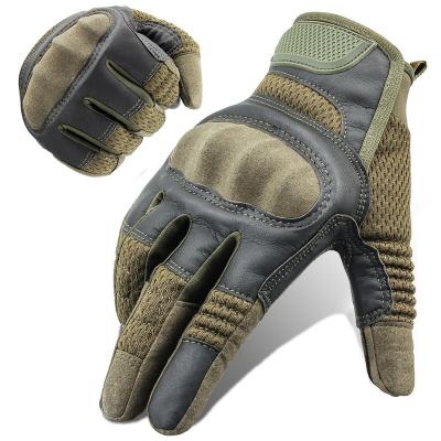 China Hot Selling Outdoor Survival Men Leather Motorcycle Racing Touch Screen Motorbike Full Finger Protective Gloves for sale