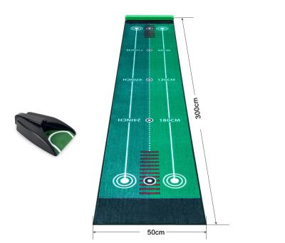 China Artificial Grass/Velvet Mat + Professional Indoor Putting Green Mat Mini Golf Putting Practice Plastic Sight Equipment Golf Ball With Return Lane Adjustable Putting Mat for sale