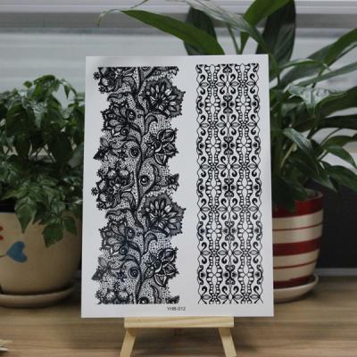 China Custom Printed Body Makeup Black Tattoo Stickers Temporary Hollow Lace for sale