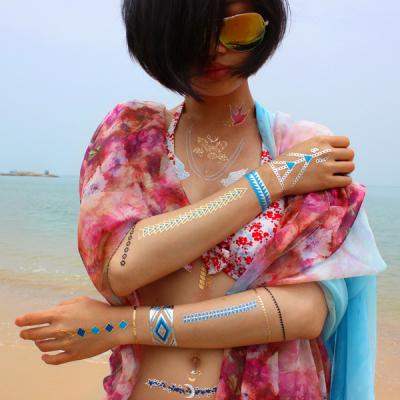 China Body Makeup Temporary Gold Metallic Tattoo Stickers Printable Skin Safe for sale