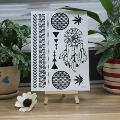 China Body Art Temporary Black Tattoo Stickers Flower / Football / Hand Bracelet Designs for sale