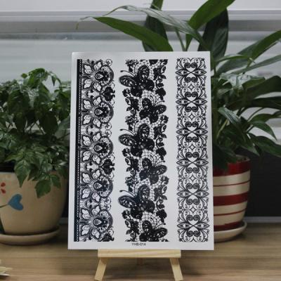 China Leg Decorative Black Tattoo Stickers Temporary For Women / Girls Lace Design for sale