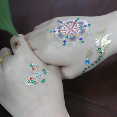 China Rhinestone / Crystal / Metallic Temporary Tattoo Stickers Colorful Custom Printed for sale