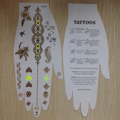 China Fluorescent Flash Metallic Tattoo Stickers Temporary , Festival Tattoo Stickers  for sale