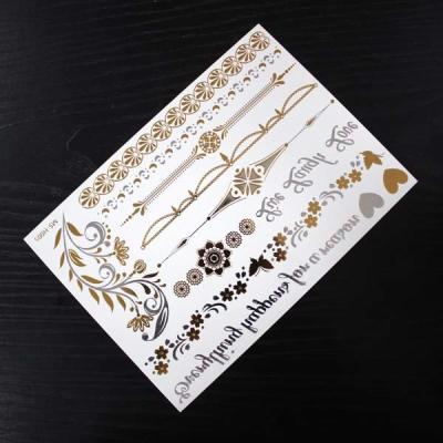 China Fashion Decoration Hair Tattoo Sticker , Silver And Gold Temporary Tattoos for sale