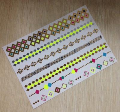 China Gold Jewelry Metallic Temporary Tattoos Stickers Neon Color Semi Permanent for sale