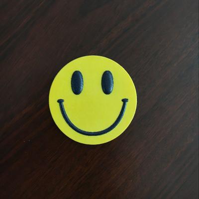 China Yellow Smiley Face Leather Bag Stickers Pathes For Leather Bags / Mobile Phone for sale