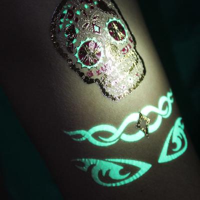 China Gold And Silver Foil Glow In The Dark Temporary Tattoos Waterproof Non Toxic for sale