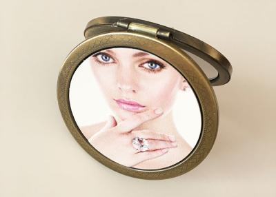 China Personalized PU Leather Makeup Cosmetic Pocket Mirror With Custom 3D Printing for sale