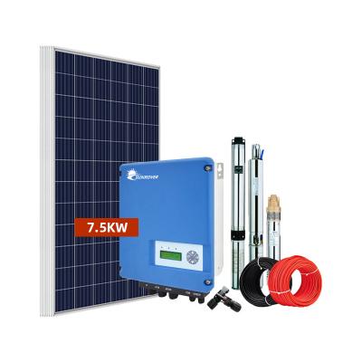 China Commercial Solar Water Pump 10hp 7.5kw 24 Hours Harnessing Pumpig AC Solar Powered System For Drip Irrigation for sale