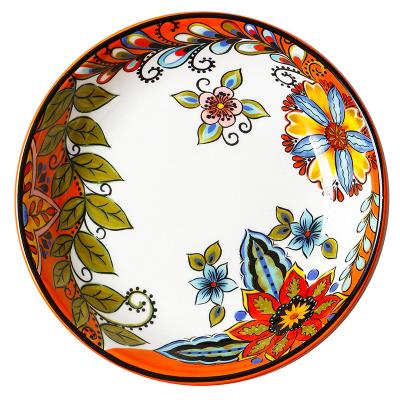 China Disposable Customize Design 8 Creative Hand Painted Ceramic Dishes And Bowls Household Dishes And Bowls Soup Tableware Fashion Decor for sale