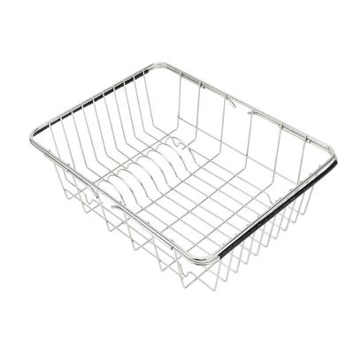 China Sustainable Kitchen Dish Draining Rack Drainer Basket Stainless Steel for sale