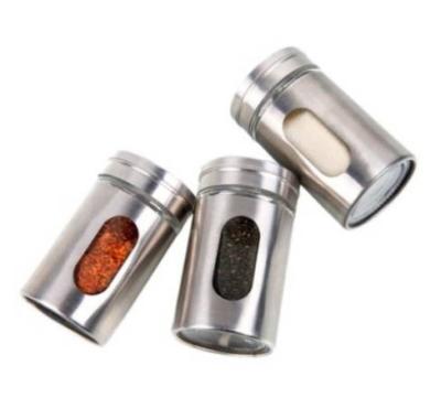 China Viable Seasoning Seasoning Bottle Stainless Steel Pepper Bottle Container Box Set Sprinkler Salt Shaker Glass Seasoning Bottle for sale