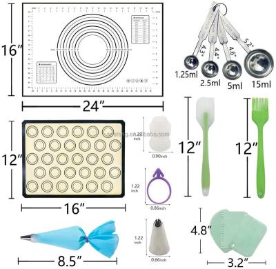 China Amazon 21pcs Stainless Steel Measuring Cup Pastry Piping Kit Disposable Silicone Brush Silicone Spatula Dough Border Cutter for sale