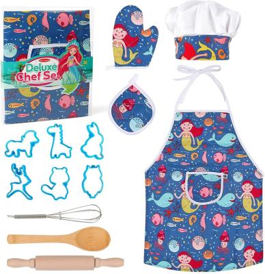 China 13 Piece Disposable Set with Kids Chef Hat and Apron Baking Set Suitable Cooking Tools for Girls and Boys Set for sale