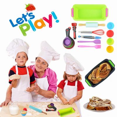 China Kids Toys Real Bread Cake Mold Spatula Pin Kids Baking Set Kitchen Food Safe Silicone Bakeware Accessories Customized Tools for sale