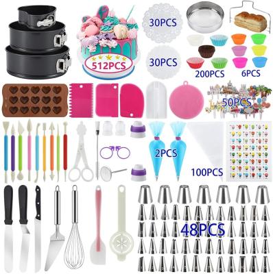 China Viable Hot Selling Amazon 512PCS Russian Cake Decorating Supplies Baking Kit Pastry Tools Baking Accessories Set for sale