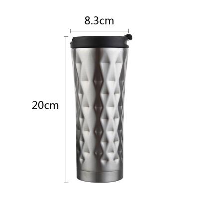 China Viable diamond 500ml insulated stainless steel custom coffee mug logo termos water bottle black gold for sale