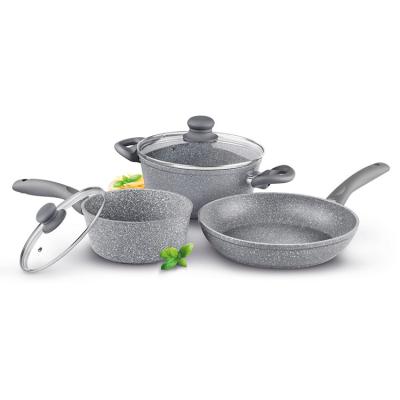 China Sustainable Granite Coating Neoflam Cooking Pots Cookware Set Cooking Pan Pots Set for sale