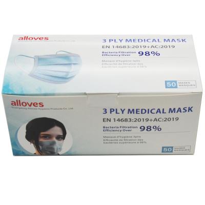 China China Comfortable Cheap Price Disposable Medical Face Mask Face Mask Earloop Hanging Blue Mask for sale