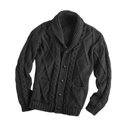 China Anti-pilling Custom Block V Neckline Vintage Color Knitted Cardigan Sweater For Men for sale