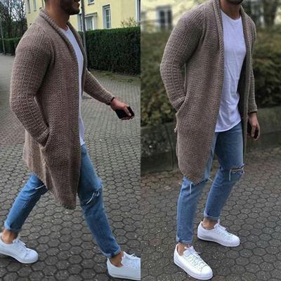 China Dalesell Autumn Winter Mens Knitted Cardigan Sweaters Shawl Collar Solid Anti-pilling 2021 Knit Jackets For Men for sale