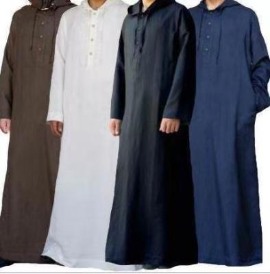 China Muslim Man Haramain Abaya Turkish Islamic Thobe Dalesell UAE Abaya Polyester Kimono Collar Embroidery Wholesale Online Round for sale