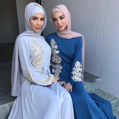 China Breathable Dalesell Fashion Muslim Women Long Dress Turkey Arabic Islamic Traditional Clothing Embroidered Party 2021 New Beaded Abaya for sale