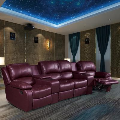 China Reclining Cinema Theater Use Different Size Shape Sofa Large Leather Sofa Seating With Electric Recliner for sale