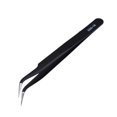 China High Quality Factory ESD-15 ESD Stainless Steel Private Label Anti-Static Eyelash Curved Tweezers for sale